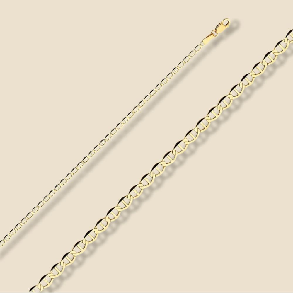 14k Solid Gold Mariner 2.7 mm Chain Necklace | Everyday Jewelry | Birthday Gift